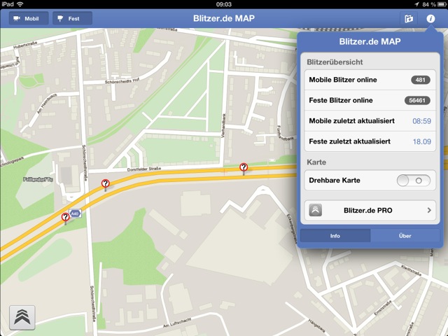 Blitzer.de MAP: Mobile und feste Blitzer auf dem iPad - appgefahren.de