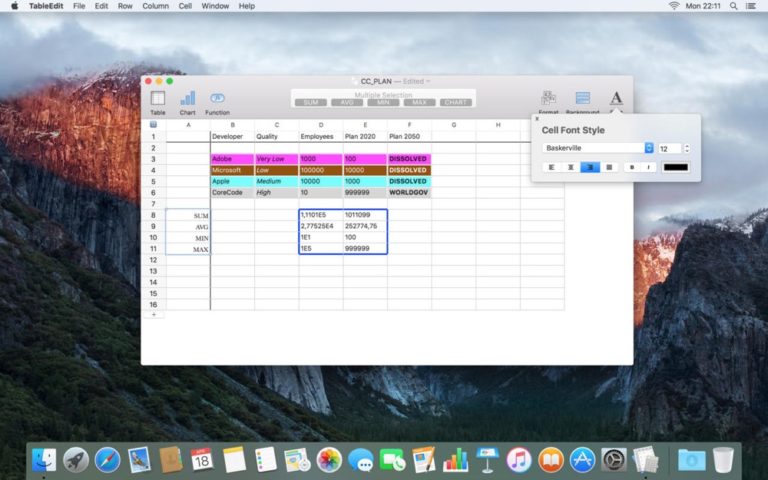 tableedit mac spreadsheet