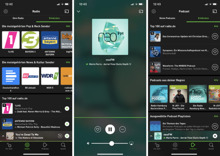 radio.de WebradioApp jetzt mit Dark Mode und iCloudSync