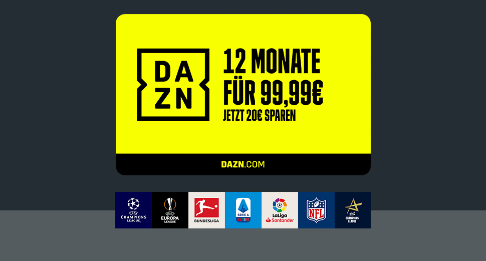 Einfach bei Amazon kaufen: 12 Monate DAZN für nur 99,99 statt 119,99 Euro