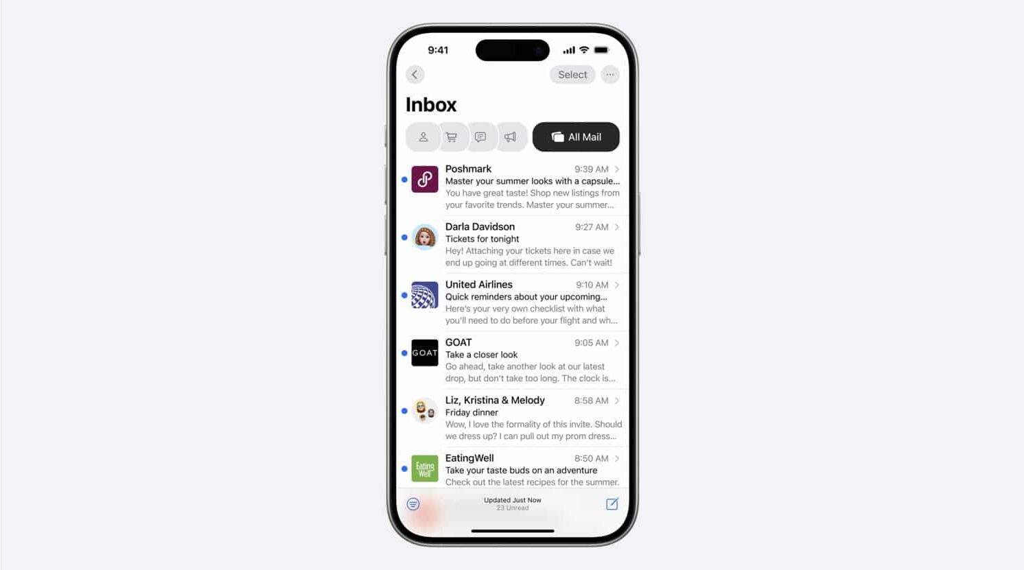 Mail-App auf einem iPhone unter iOS 18